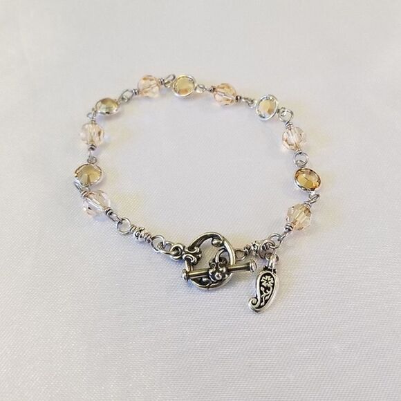 Austrian Crystal Wire Wrapped Handcrafted Toggle Clasp Bracelet - Picture 2 of 2